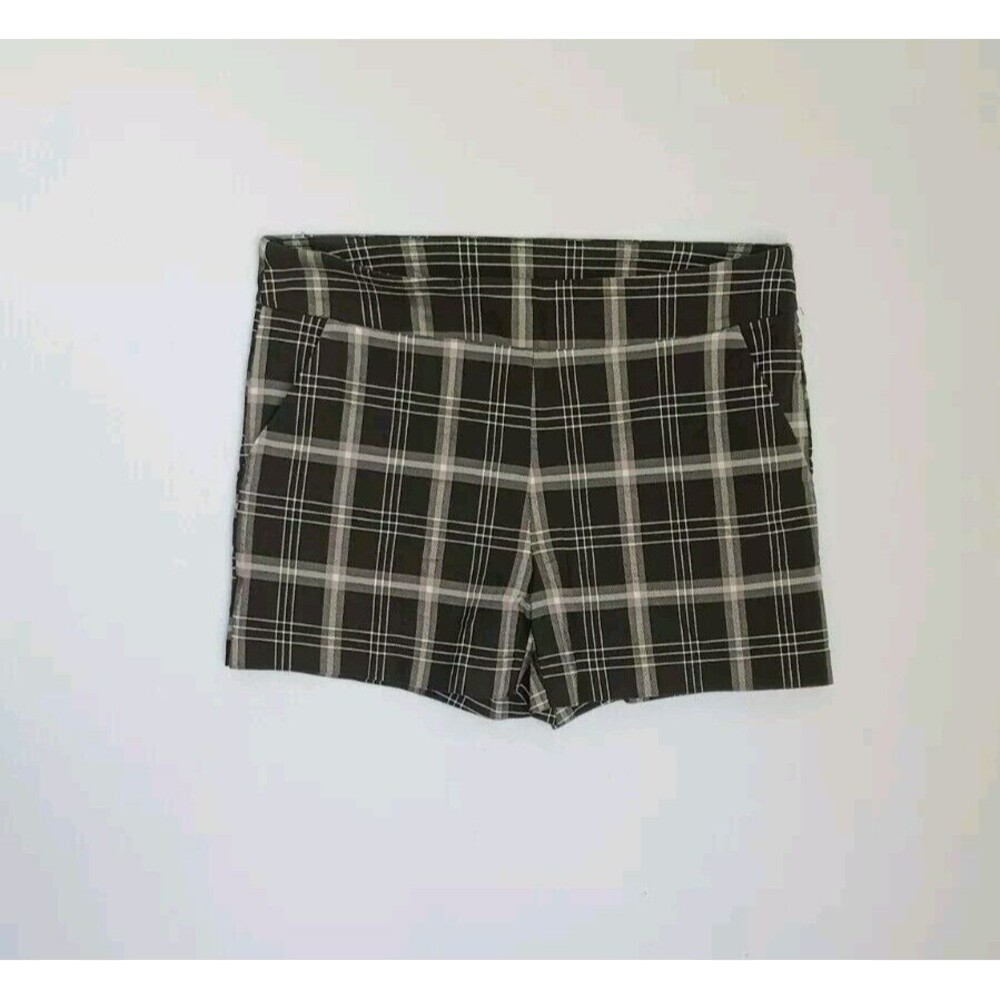 Time and Tru Women's Pull On Millennium Shorts Plaid Stretchy Size L 12-14